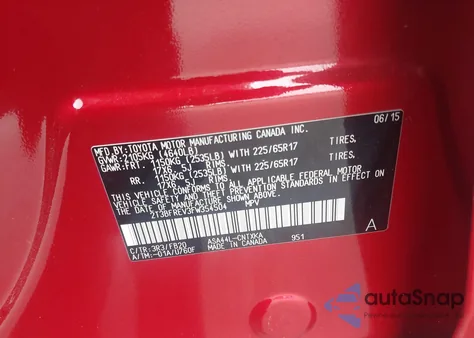 2015 Toyota Rav4 Le из США, поврежденный, VIN 2T3BFREV3FW354504